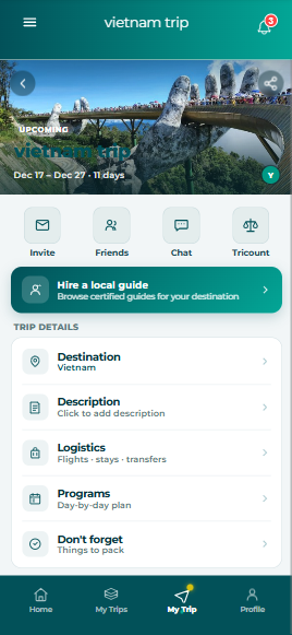 Tripo trip detail page